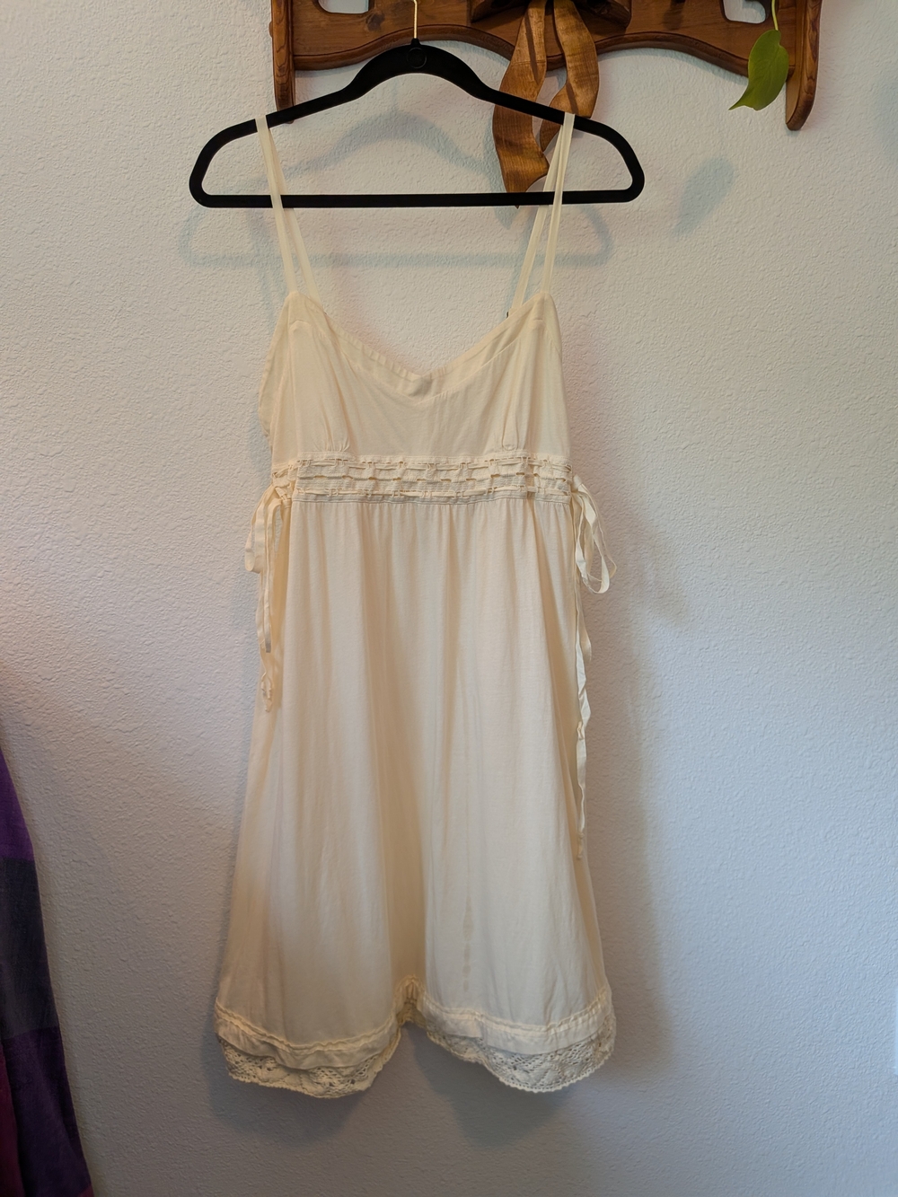 Gianni Bini Cream Lace-Trim Cream Cotton Dress - Picture 1 of 6